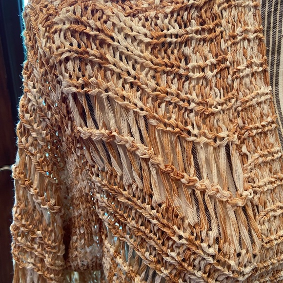 Romans open cardigan Carmel/off White duster size 14/16 - Picture 10 of 11